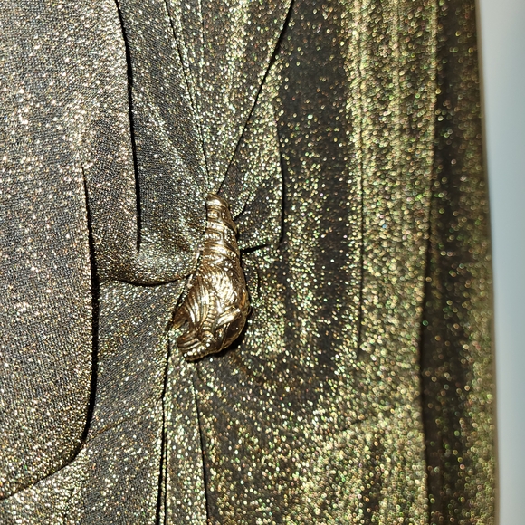 Gucci Gold Long Sleeve Sheath Dress with Plunge Neckline - Picture 7 of 7